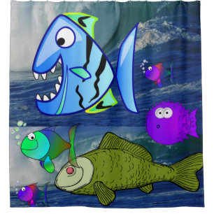 children's ocean fish shower curtain