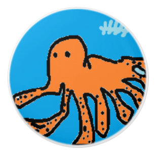 Childrens Octopus Handle Ceramic Knob