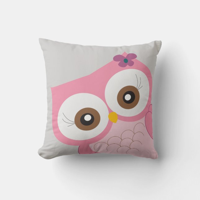 Children's Owl Nursery Bedroom Decor Pillow (Front)