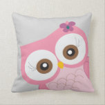 Children's Owl Nursery Bedroom Decor Pillow<br><div class="desc">Adorable owl in pink hues with soft grey background will add whimsy to any little girl's nursery or bedroom.</div>
