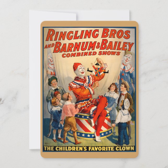Children's Party Invitation with a Vintage Clown (Front)