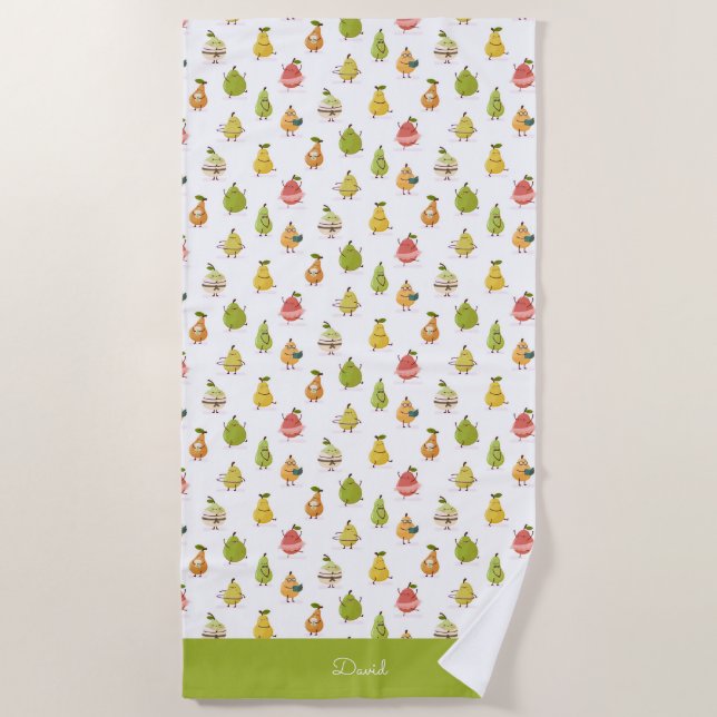 Children's pattern of fun pears beach towel (Front)