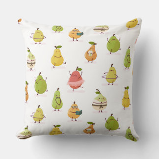 Children's pattern of fun pears throw pillow