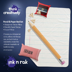 Children's Pencil and Paper Pencil Sharpener Throw Pillow
