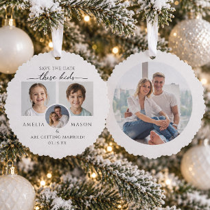 Children's Photos Wedding Save the Date Christmas Ornament Card