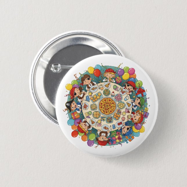 Children's Pirate Costume Party 2 Inch Round Button (Front & Back)