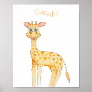 CHILDREN'S POOL JIRAFA watercolor for 4 children Poster
