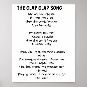 CHILDREN'S RHYME SONG CLAP CLAP POSTER