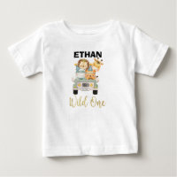 Children's Safari Animal Wild One Birthday Shirt