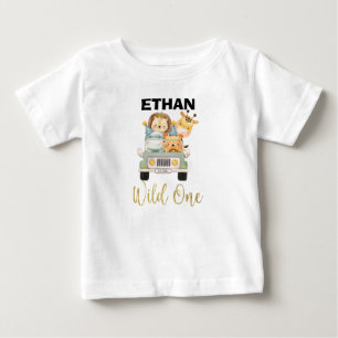 Children's Safari Animal Wild One Birthday Shirt