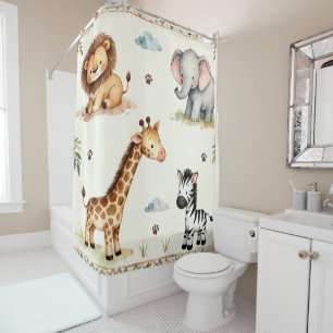 Children's Safari Baby Animal Shower Curtain