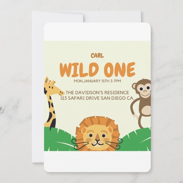 Children's Safari Birthday Invitation (Front)