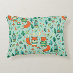 Children's seamless with young foxes. Funny childr Accent Pillow