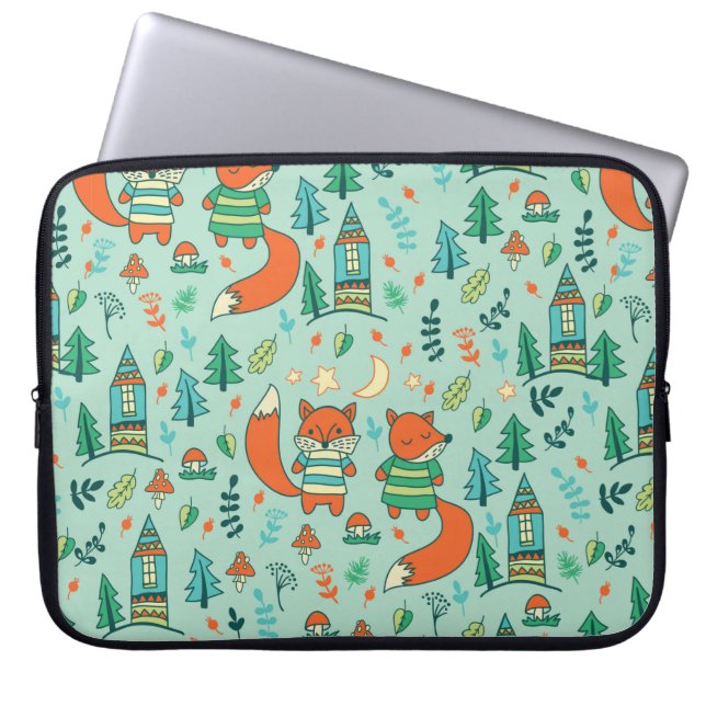 Children's seamless with young foxes. Funny childr Laptop Sleeve (Front)