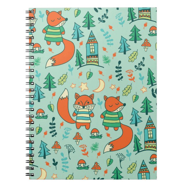 Children's seamless with young foxes. Funny childr Notebook (Front)