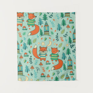 Children's seamless with young foxes. Funny childr Tapestry