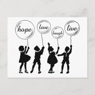 Childrens Silhouette Inspirational words Balloons Postcard