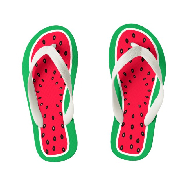 Children's Size Funny Watermelon Slice Look Kid's Flip Flops (Footbed)
