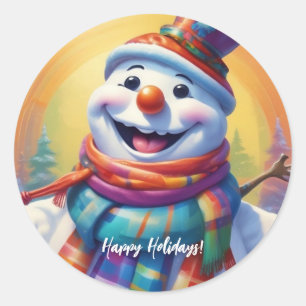 Children's Snowman Round Sticker HAMbyWG