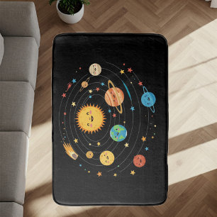 Children's Solar System Rug - Black Color