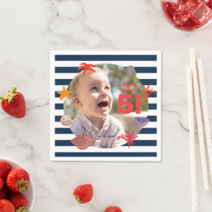 Children's summer sailor's birthday party napkin
