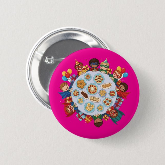Children's Superhero Costume Party 2 Inch Round Button (Front & Back)