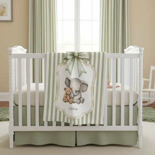 childrens Sweet Elephant Teddy Bear Friends  Fleece Blanket