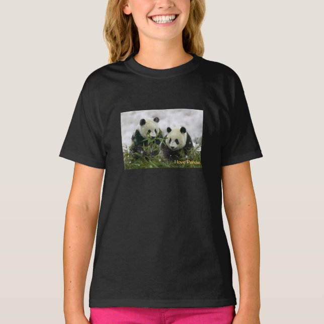 childrens  tee shirt with panda bears (Front)