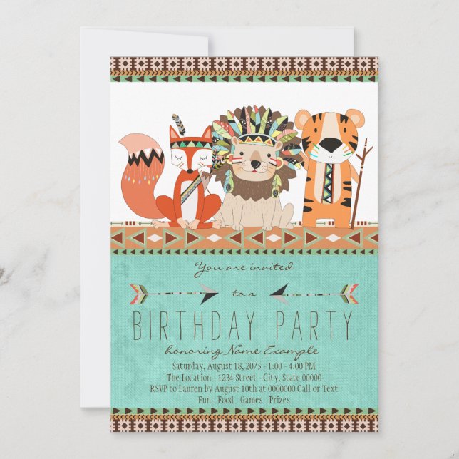 Childrens Tribal Boho Birthday Party Invitation (Front)