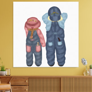 Children's Turn Away Boy & Girl Picture Canvas Print