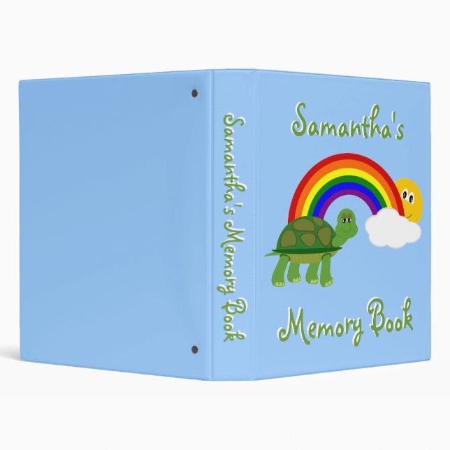 Children's Turtle Following Rainbow Memory Album Binder (Background)