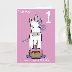 Children's Unicorn Birthday Card Age Age Any Name