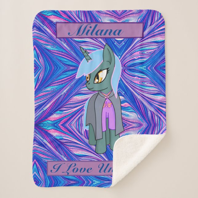 Children's Unicorn - I Love Unicorns Sherpa Blanket (Front)