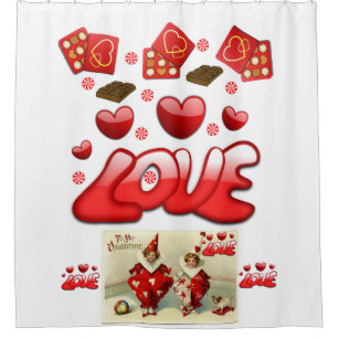 Childrens vintage valentines showercurtain