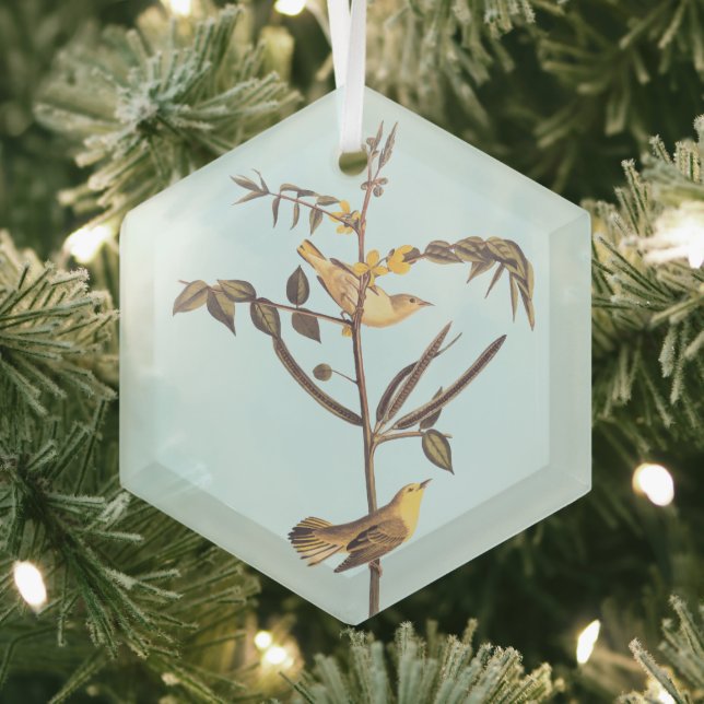 Children's Warbler Yellow Bird Glass Ornament (Insitu)