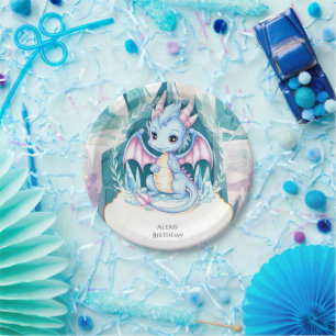 Children's Whimsical Dragon Birthday Paper Plate