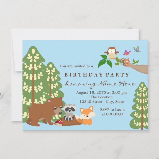 Childrens Woodland Birthday Party Invitation (Front)