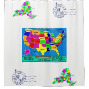 childrens world map white blue showercurtain