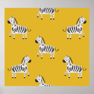 Children's Zebra: Seamless Fun Pattern Poster