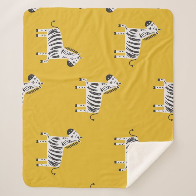 Children's Zebra: Seamless Fun Pattern Sherpa Blanket (Front)