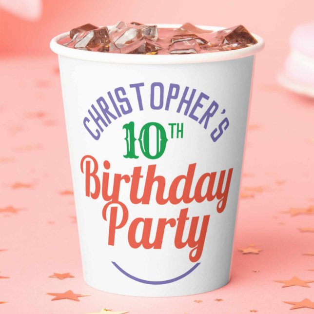 Child's 10th Birthday Paper Cups (Creator Uploaded)