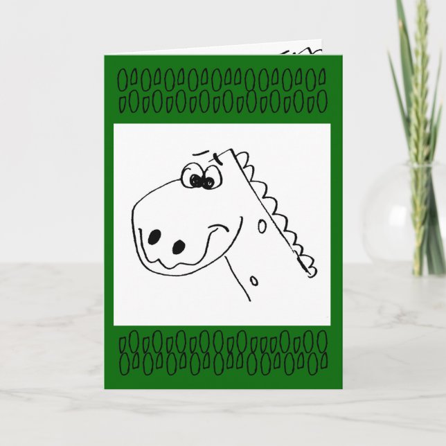 Childs 4TH Birthday Dinosaur (colour me) Card (Front)