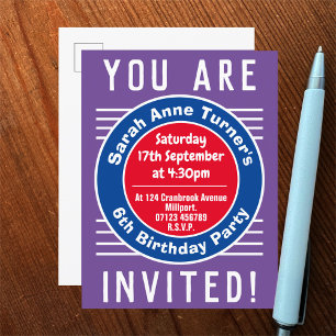 Child's 6th Birthday Party Invitation Postcard