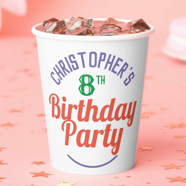Child's 8th Birthday Paper Cups (Creator Uploaded)