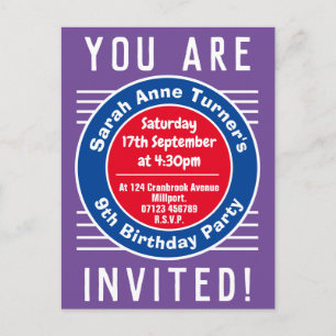 Child's 9th Birthday Party Invitation Postcard