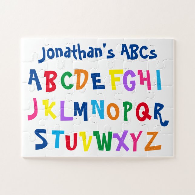 Child's Alphabet Multicolor ABCs Personalized Jigsaw Puzzle (Horizontal)