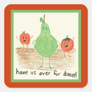 Child's Art, Red Square Sticker