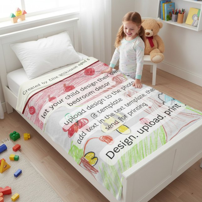 Childs Artwork Colorful Abstract Kids Drawing  Fleece Blanket (Creator Uploaded)