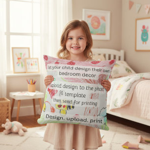 Childs Artwork Colorful Abstract Kids Drawing  Throw Pillow