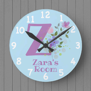 Child's Bedroom Clock with Name & Initial